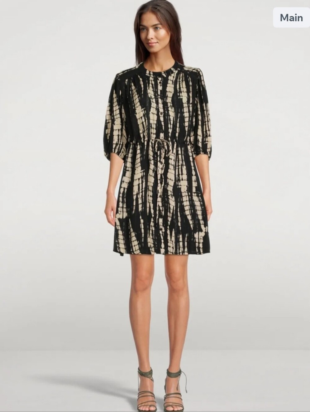 ba&sh Black and Beige Tie-Dye Short Dress
